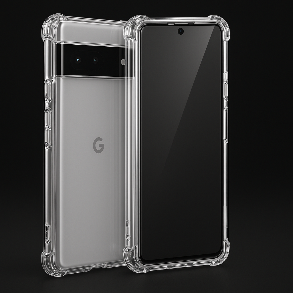 Clear Shockproof Case for Google Pixel with Black Background