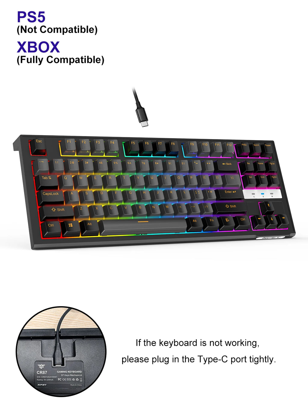 Mechanical Keyboard delivers precision and style with 20+ RGB backlit modes, hot-swappable switches, and an ergonomic design. Perfect for both gaming and office use.