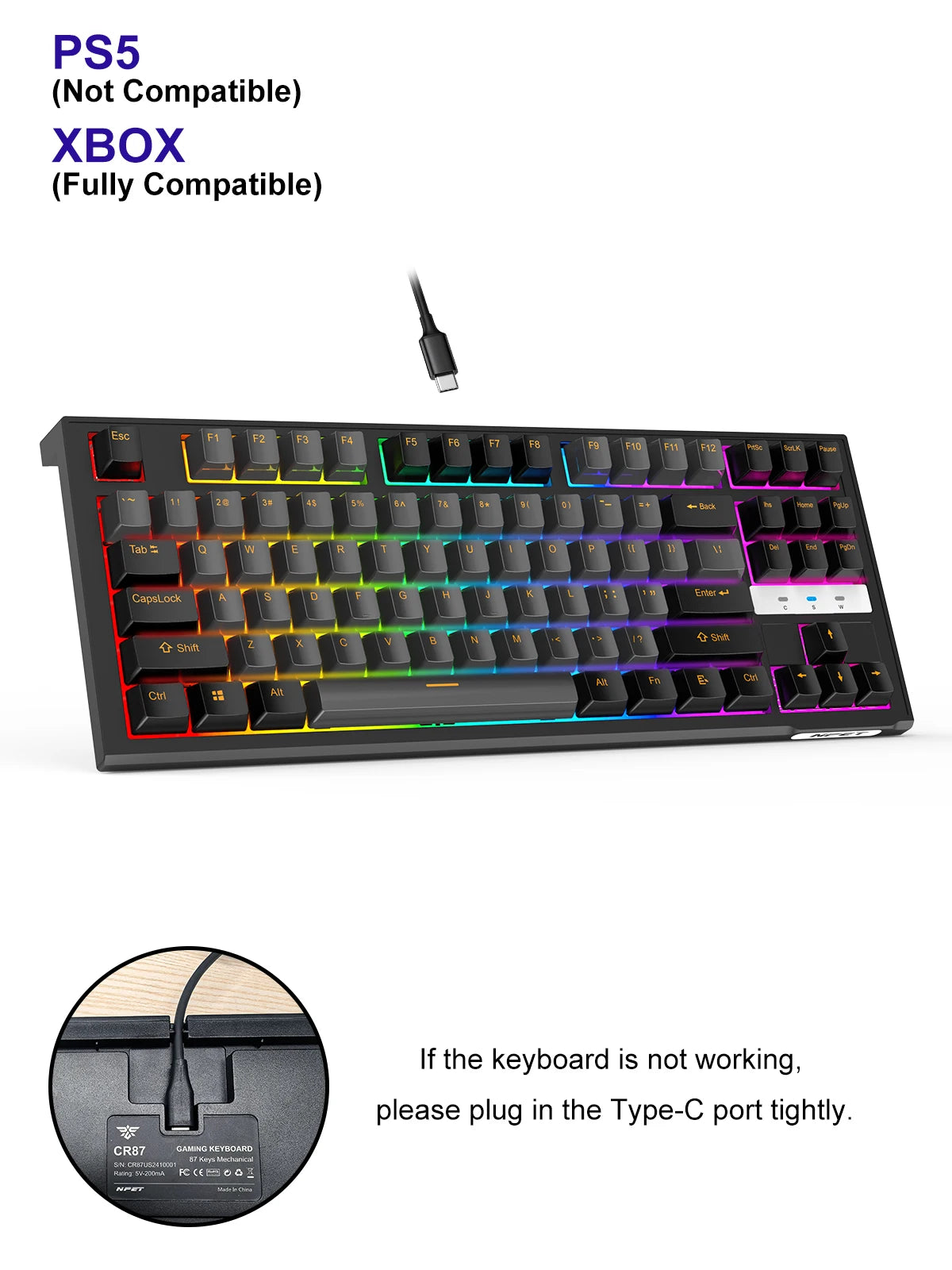 Mechanical Keyboard delivers precision and style with 20+ RGB backlit modes, hot-swappable switches, and an ergonomic design. Perfect for both gaming and office use.