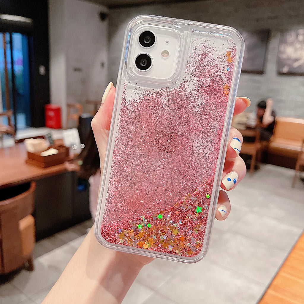 Glitter Quicksand Liquid Case – Soft Transparent Sand Cover for iPhone