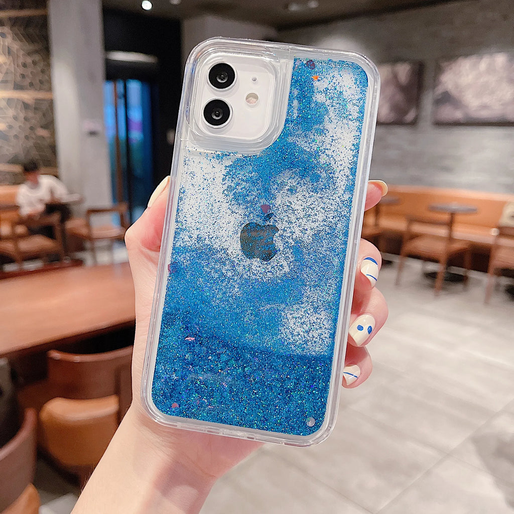 Glitter Quicksand Liquid Case – Soft Transparent Sand Cover for iPhone