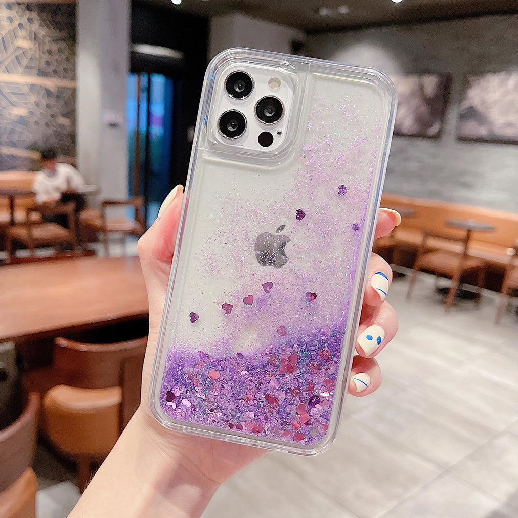 Glitter Quicksand Liquid Case – Soft Transparent Sand Cover for iPhone