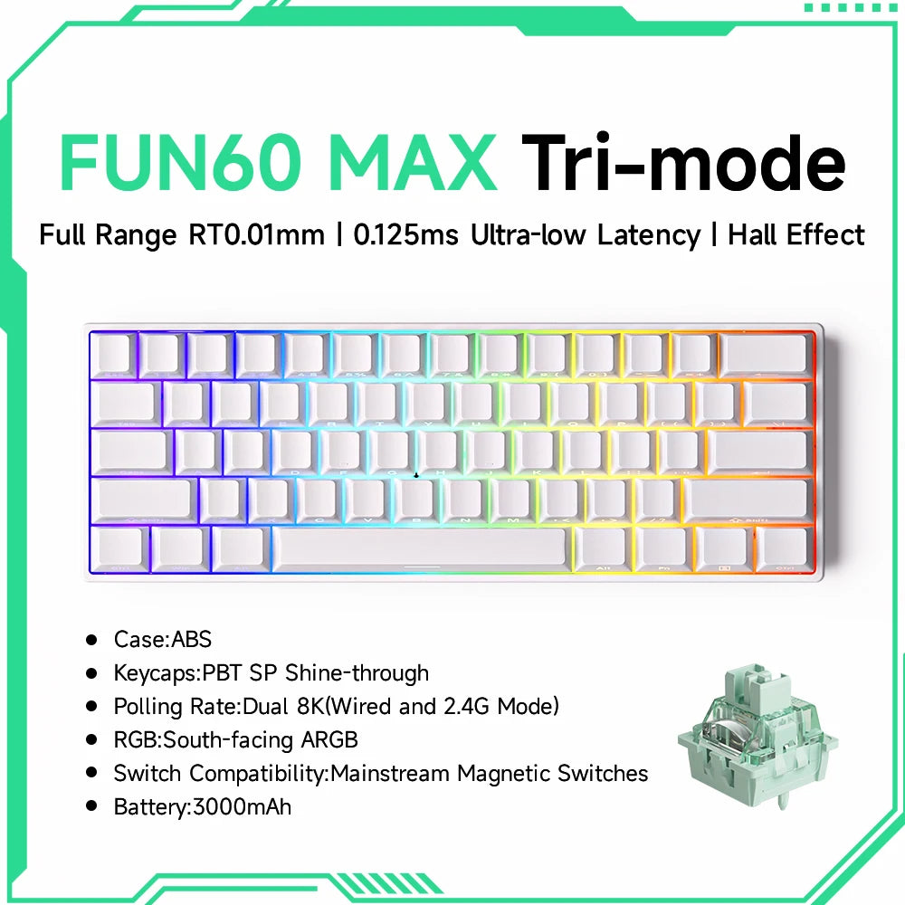 Mechanical Gaming Keyboard – Magnetic Switch, Rapid Trigger 0.01mm, 8K Polling, ARGB, HE/TMR Custom
