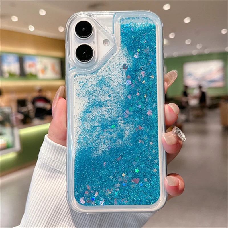 Glitter Quicksand Liquid Case – Soft Transparent Sand Cover for iPhone