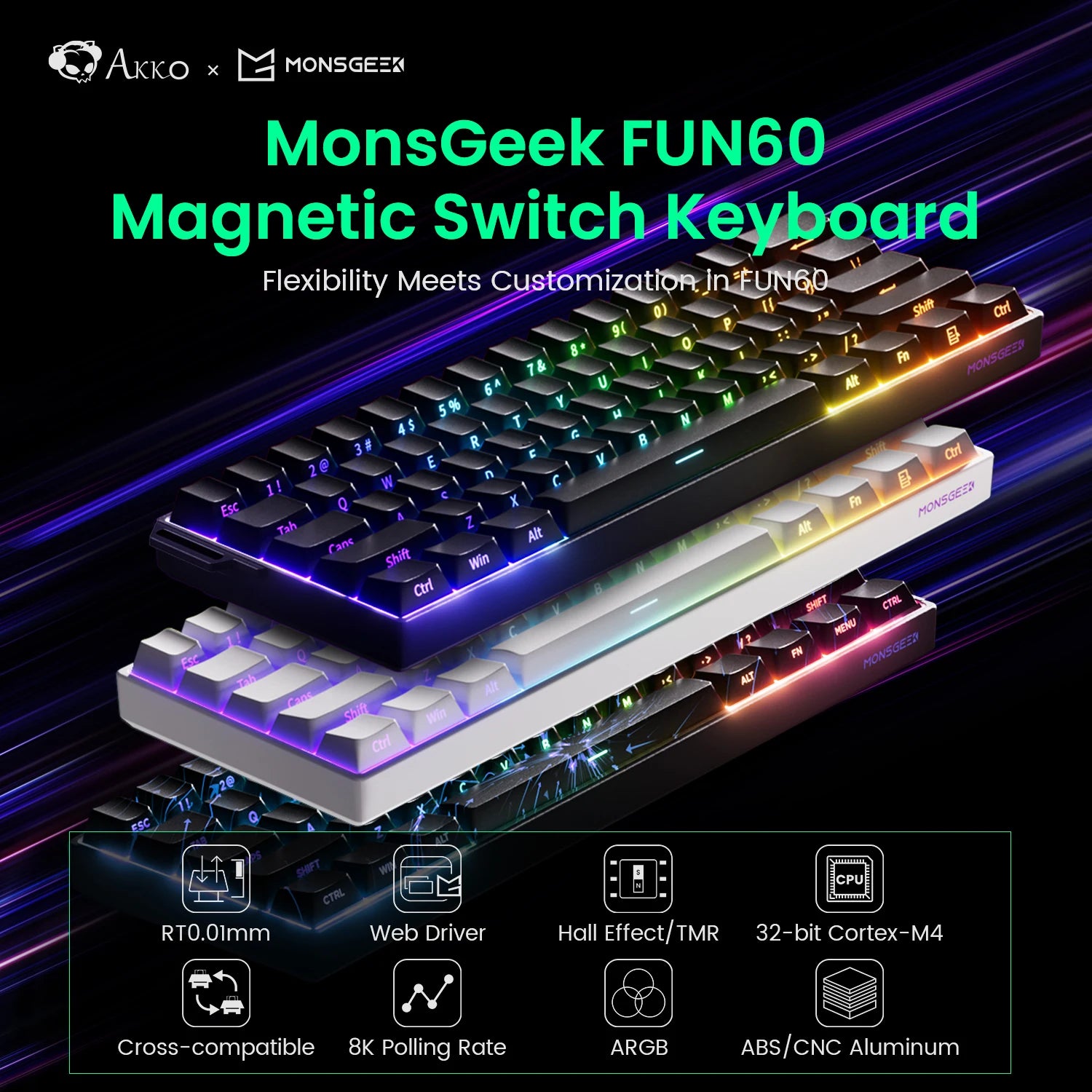 Mechanical Gaming Keyboard – Magnetic Switch, Rapid Trigger 0.01mm, 8K Polling, ARGB, HE/TMR Custom