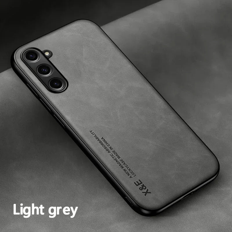 Luxury Leather Case with Metal Plate for Samsung