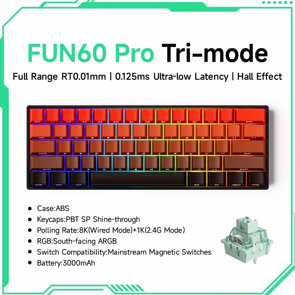 Mechanical Gaming Keyboard – Magnetic Switch, Rapid Trigger 0.01mm, 8K Polling, ARGB, HE/TMR Custom
