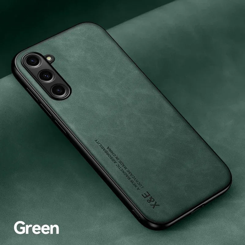 Luxury Leather Case with Metal Plate for Samsung