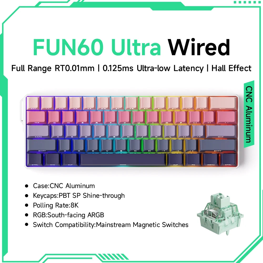 Mechanical Gaming Keyboard – Magnetic Switch, Rapid Trigger 0.01mm, 8K Polling, ARGB, HE/TMR Custom