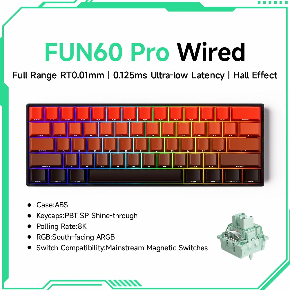 Mechanical Gaming Keyboard – Magnetic Switch, Rapid Trigger 0.01mm, 8K Polling, ARGB, HE/TMR Custom