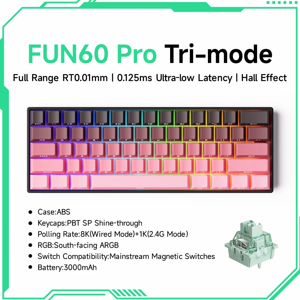 Mechanical Gaming Keyboard – Magnetic Switch, Rapid Trigger 0.01mm, 8K Polling, ARGB, HE/TMR Custom