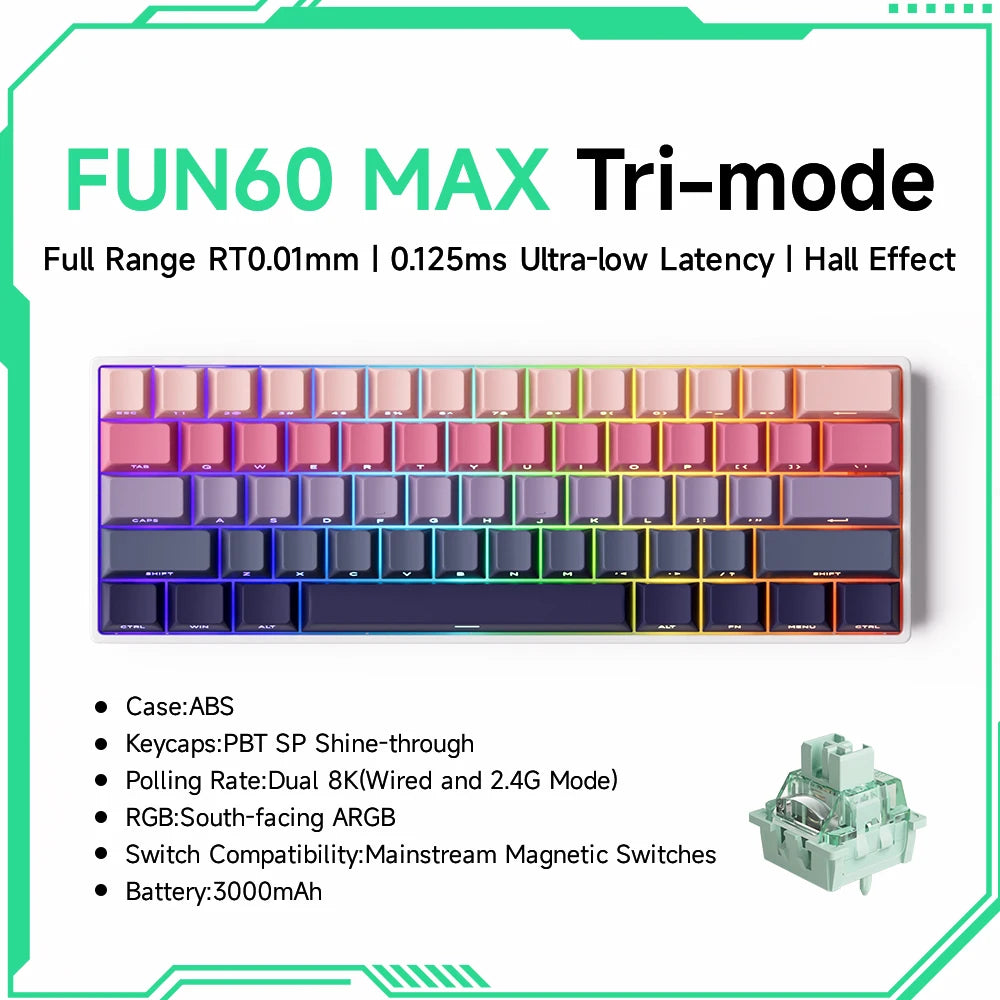 Mechanical Gaming Keyboard – Magnetic Switch, Rapid Trigger 0.01mm, 8K Polling, ARGB, HE/TMR Custom