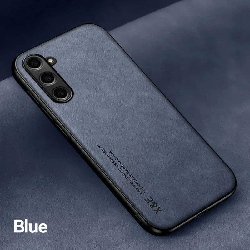 Luxury Leather Case with Metal Plate for Samsung