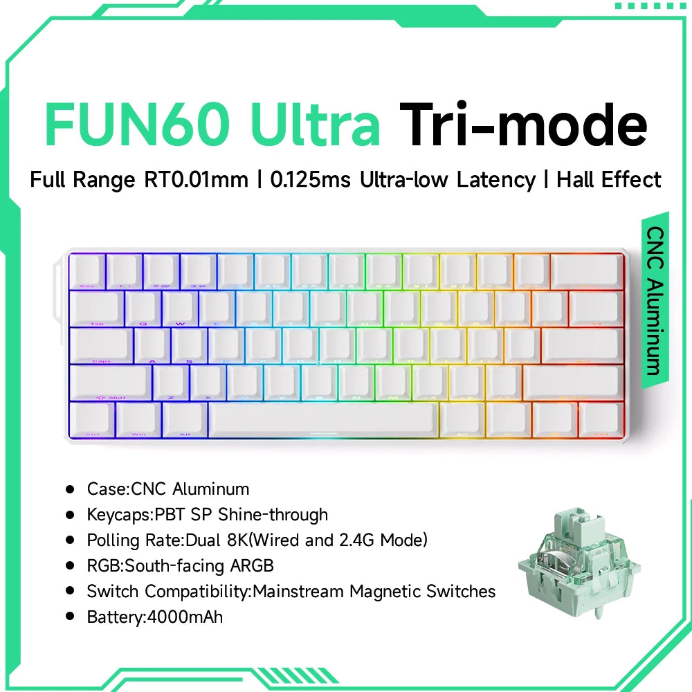 Mechanical Gaming Keyboard – Magnetic Switch, Rapid Trigger 0.01mm, 8K Polling, ARGB, HE/TMR Custom