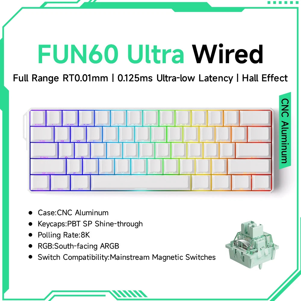 Mechanical Gaming Keyboard – Magnetic Switch, Rapid Trigger 0.01mm, 8K Polling, ARGB, HE/TMR Custom