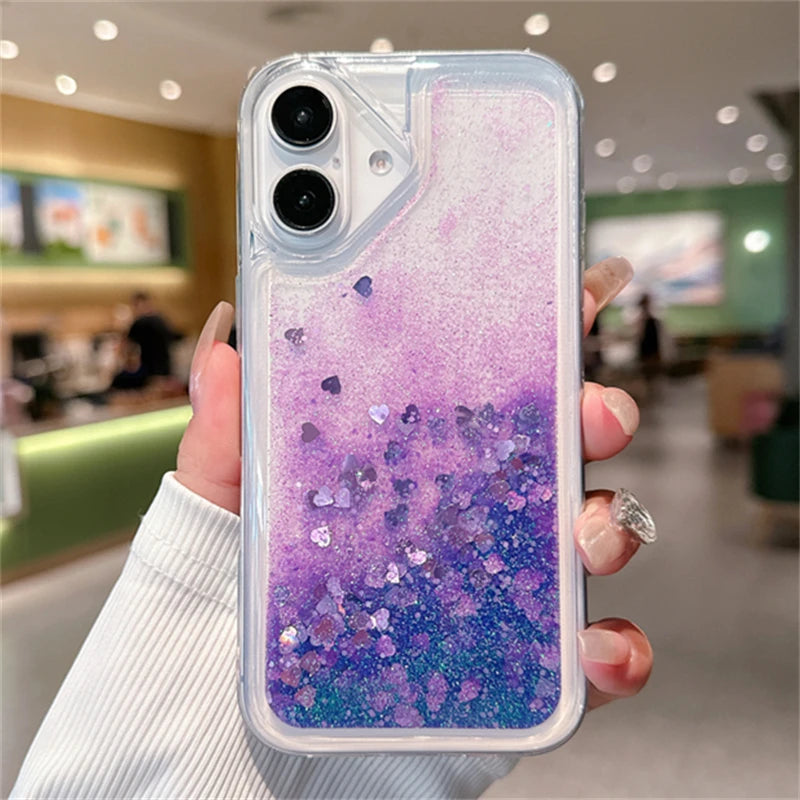 Glitter Quicksand Liquid Case – Soft Transparent Sand Cover for iPhone