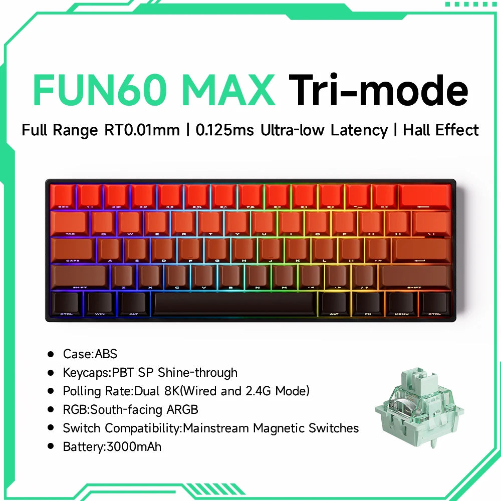 Mechanical Gaming Keyboard – Magnetic Switch, Rapid Trigger 0.01mm, 8K Polling, ARGB, HE/TMR Custom