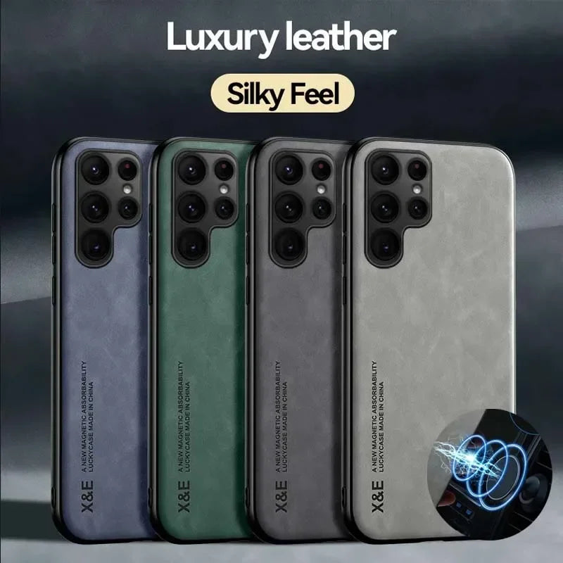 Luxury Leather Case with Metal Plate for Samsung