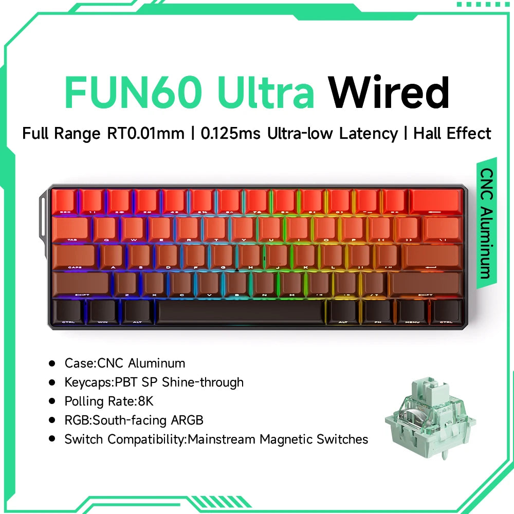 Mechanical Gaming Keyboard – Magnetic Switch, Rapid Trigger 0.01mm, 8K Polling, ARGB, HE/TMR Custom
