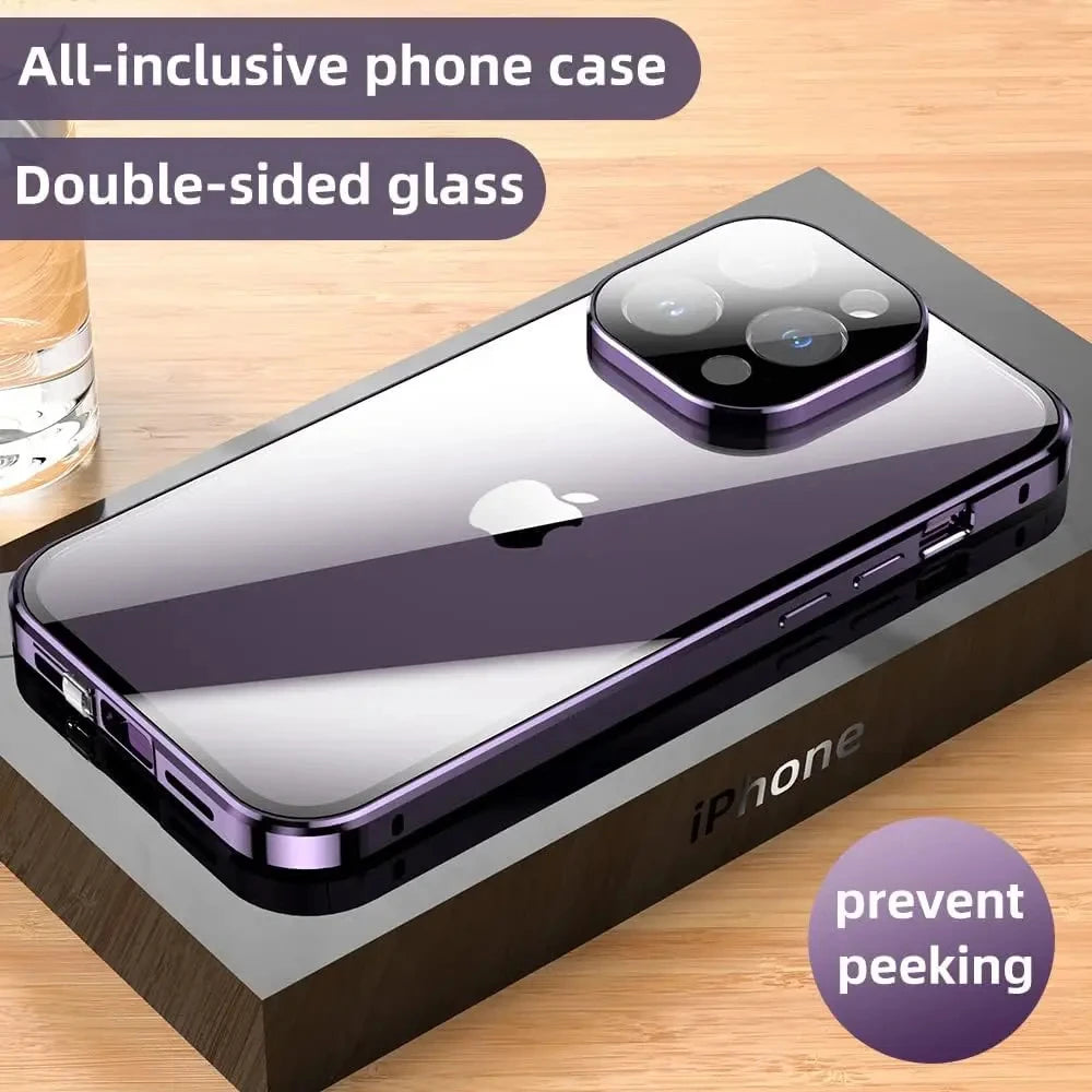 Double-Sided Magnetic Privacy Case with Camera Protection for iPhone