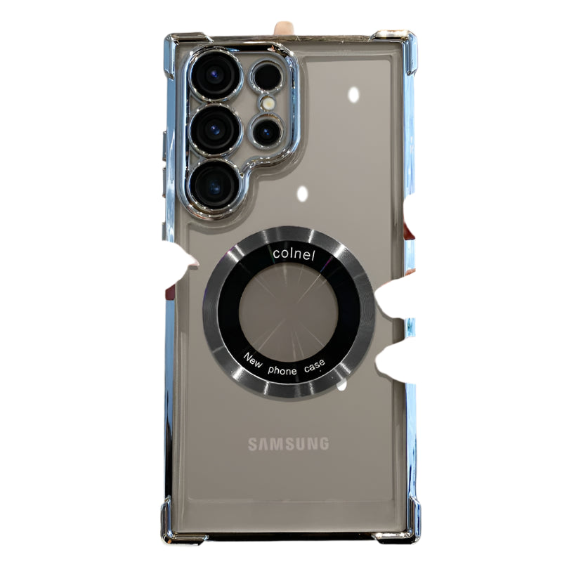 Luxury Magnetic Plating Wireless Charging Case | Clear Lens Protection for Samsung