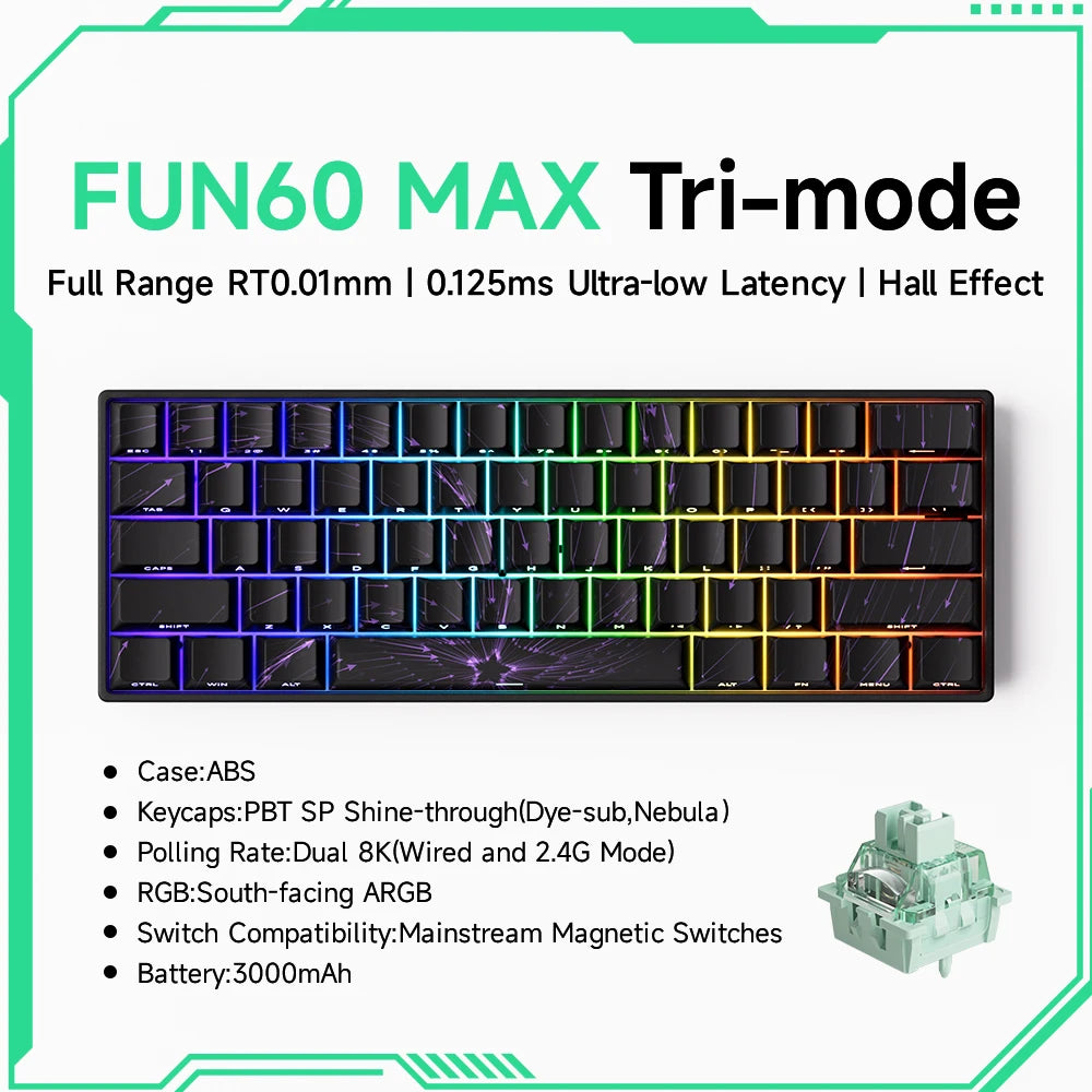 Mechanical Gaming Keyboard – Magnetic Switch, Rapid Trigger 0.01mm, 8K Polling, ARGB, HE/TMR Custom