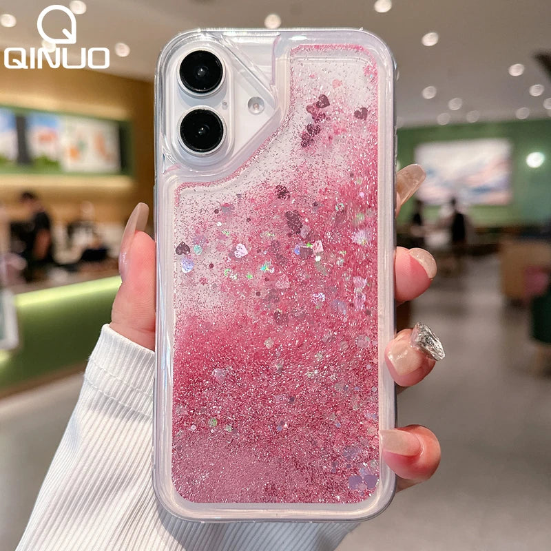 Glitter Quicksand Liquid Case – Soft Transparent Sand Cover for iPhone
