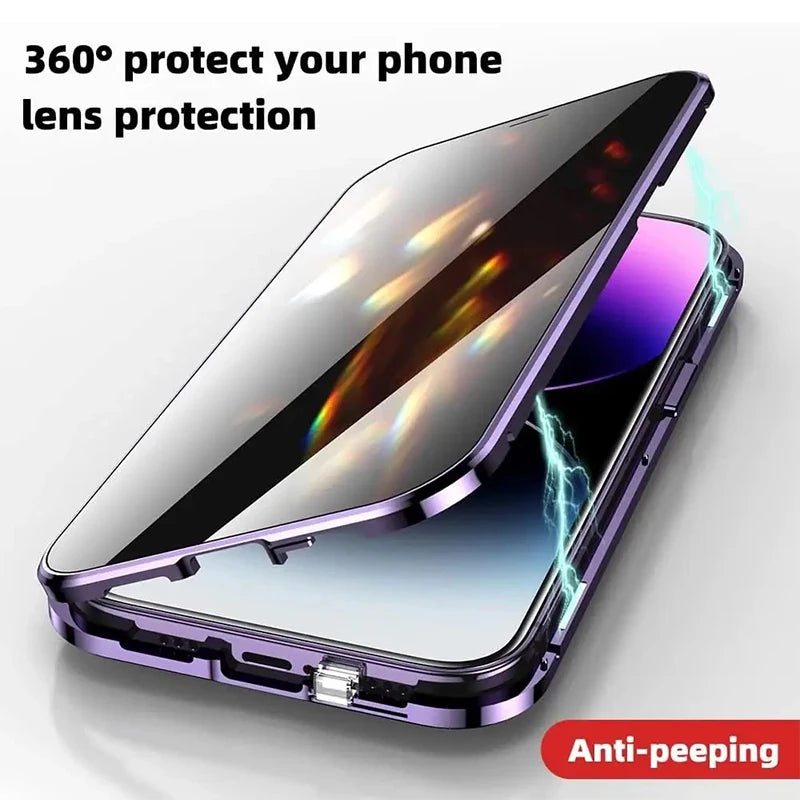 Double-Sided Magnetic Privacy Case with Camera Protection for iPhone