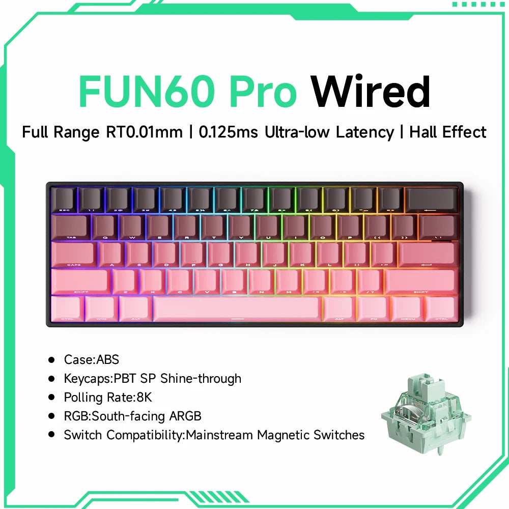 Mechanical Gaming Keyboard – Magnetic Switch, Rapid Trigger 0.01mm, 8K Polling, ARGB, HE/TMR Custom