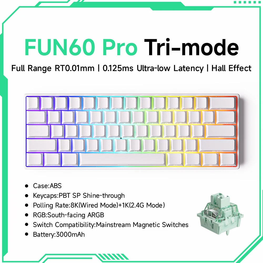 Mechanical Gaming Keyboard – Magnetic Switch, Rapid Trigger 0.01mm, 8K Polling, ARGB, HE/TMR Custom