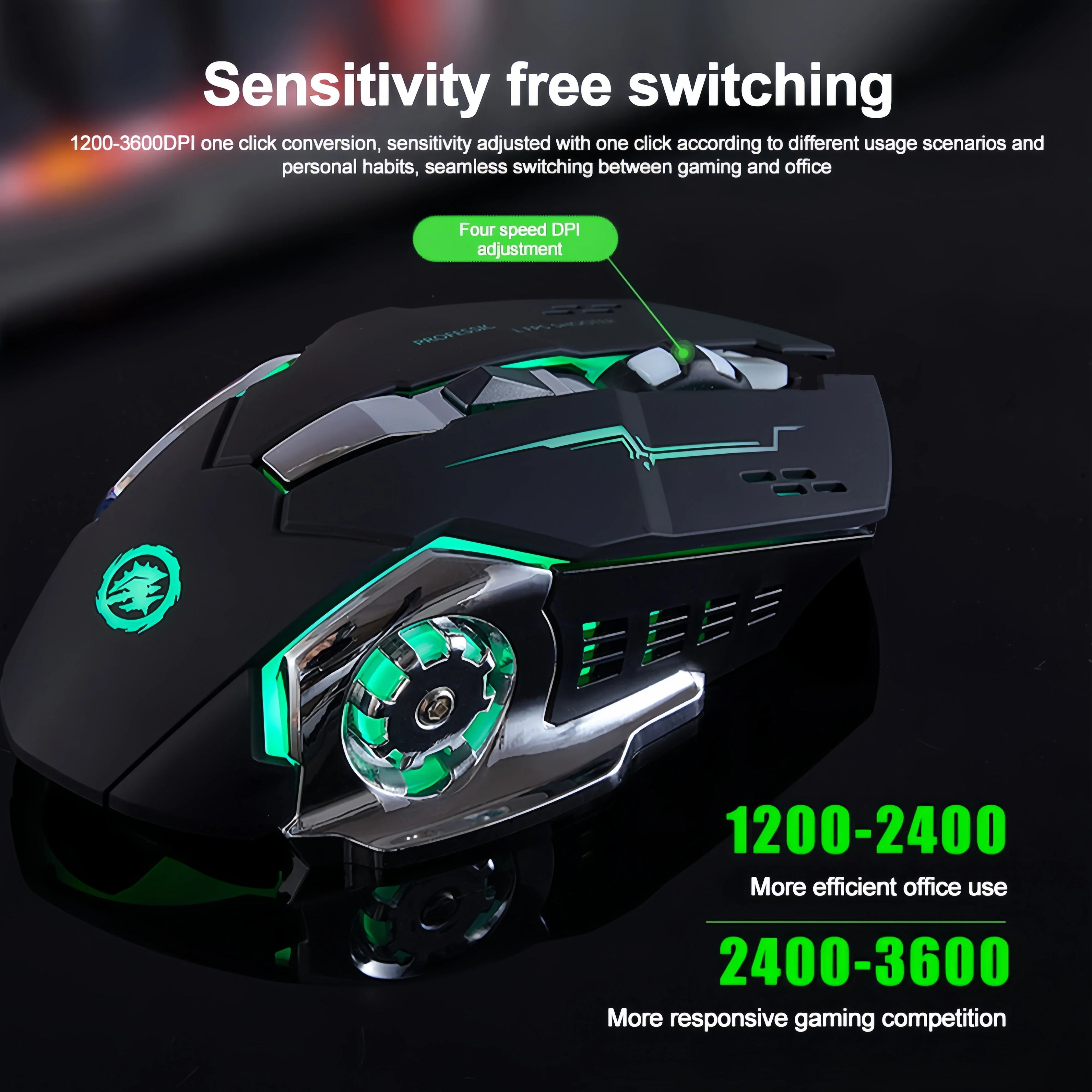 RGB Bluetooth 5.2 & 2.4G Wireless Gaming Mouse – Rechargeable, Silent, 3600 DPI for Laptop
