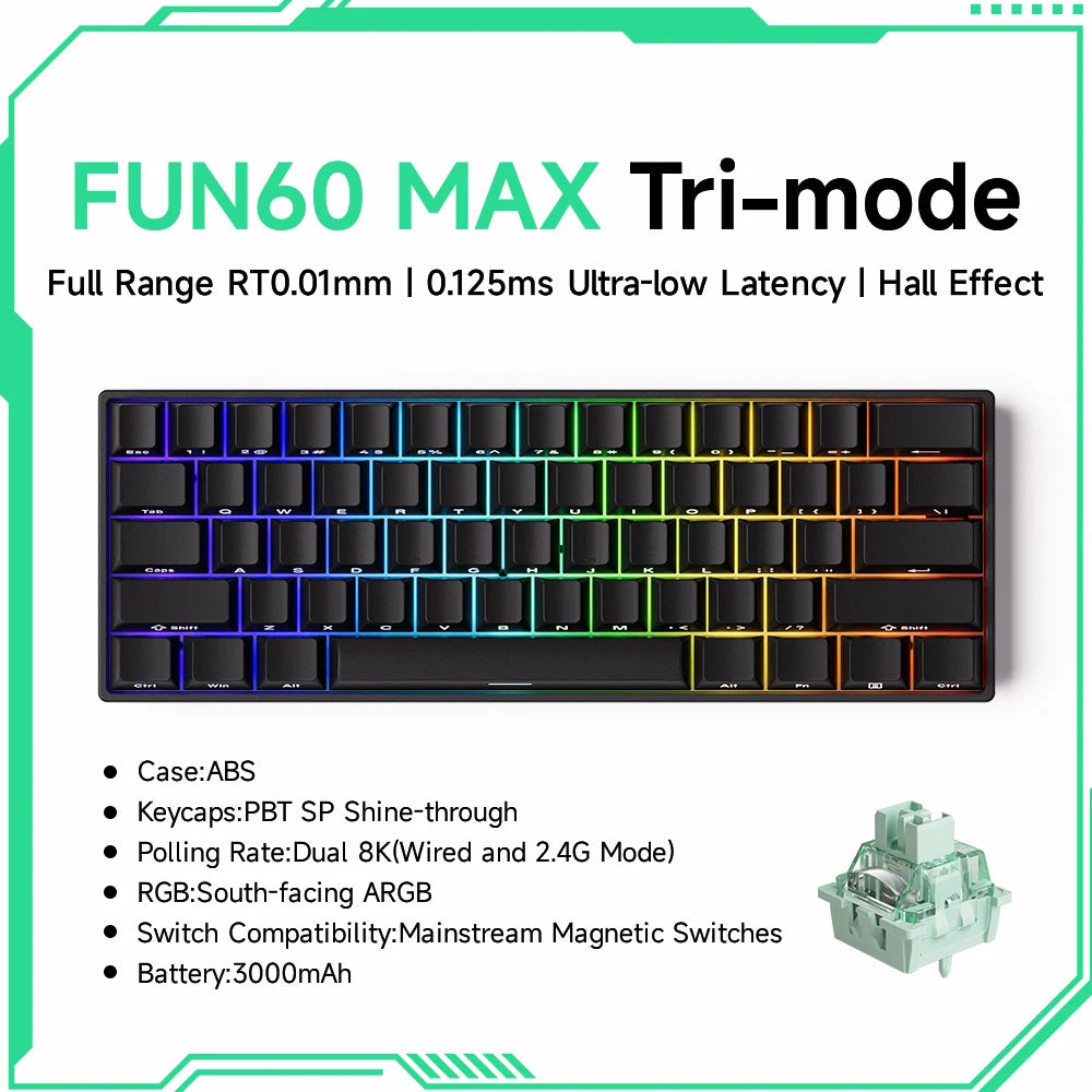 Mechanical Gaming Keyboard – Magnetic Switch, Rapid Trigger 0.01mm, 8K Polling, ARGB, HE/TMR Custom