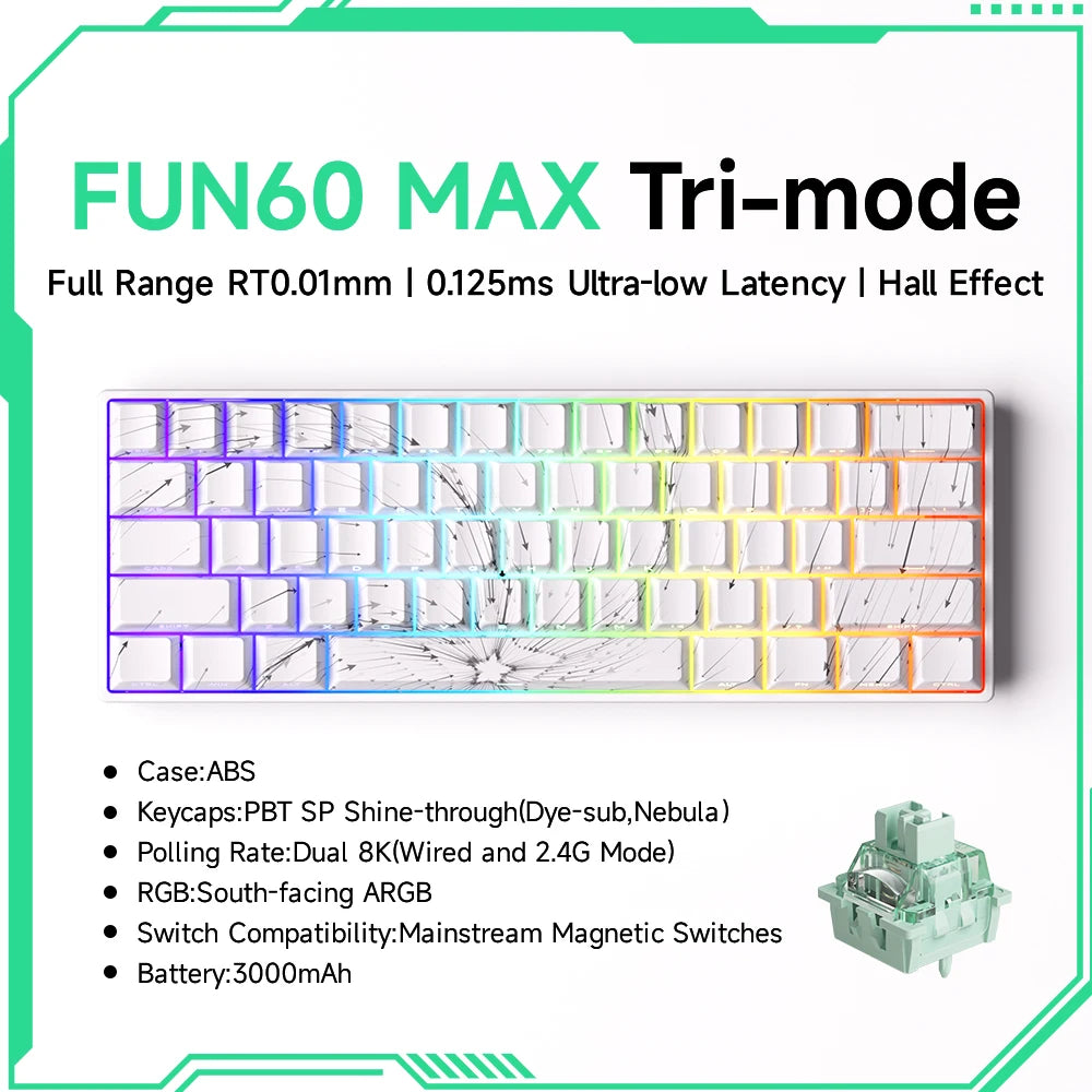 Mechanical Gaming Keyboard – Magnetic Switch, Rapid Trigger 0.01mm, 8K Polling, ARGB, HE/TMR Custom