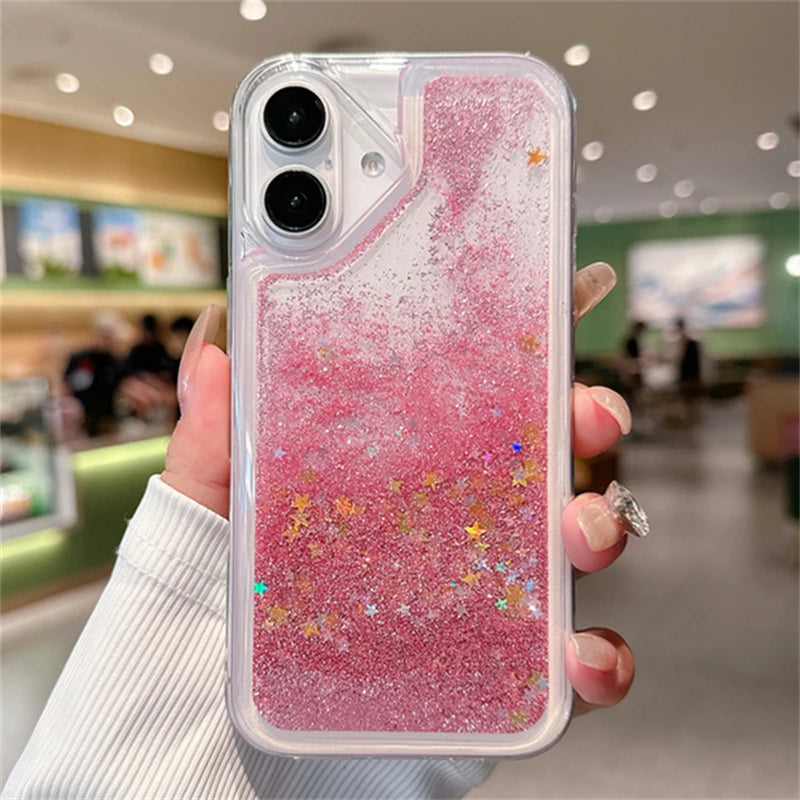 Glitter Quicksand Liquid Case – Soft Transparent Sand Cover for iPhone