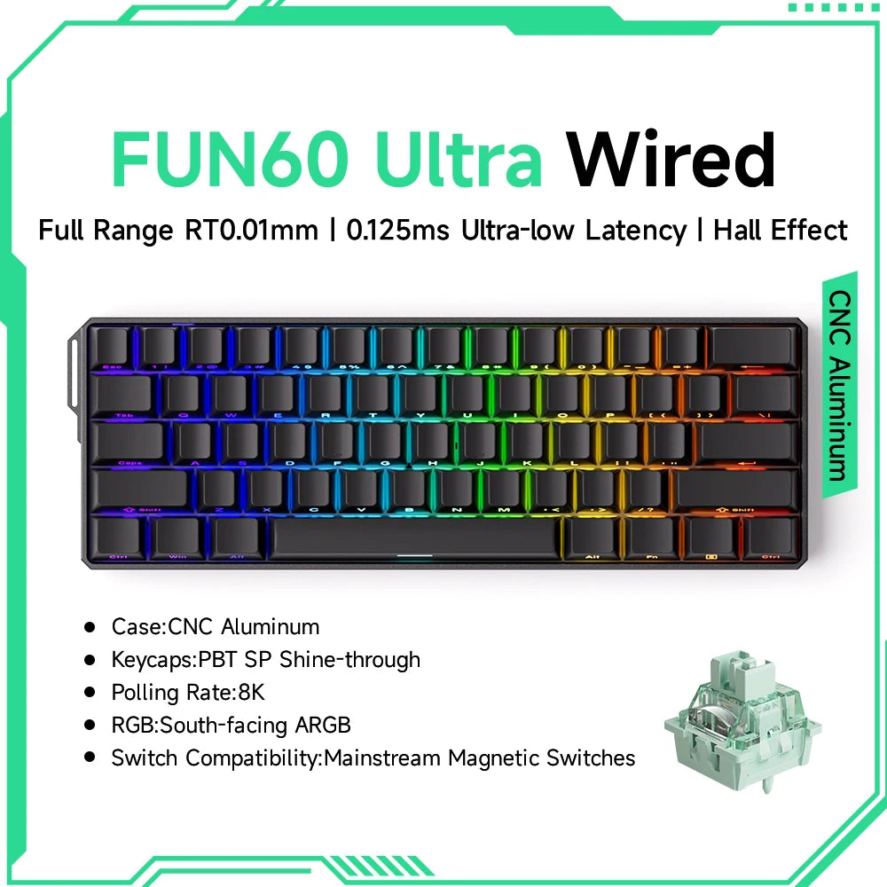 Mechanical Gaming Keyboard – Magnetic Switch, Rapid Trigger 0.01mm, 8K Polling, ARGB, HE/TMR Custom
