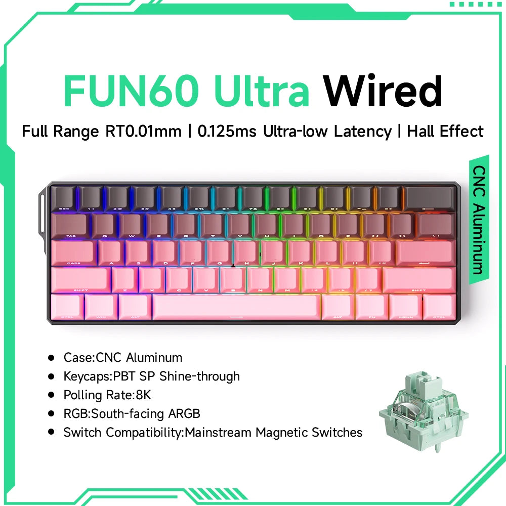 Mechanical Gaming Keyboard – Magnetic Switch, Rapid Trigger 0.01mm, 8K Polling, ARGB, HE/TMR Custom