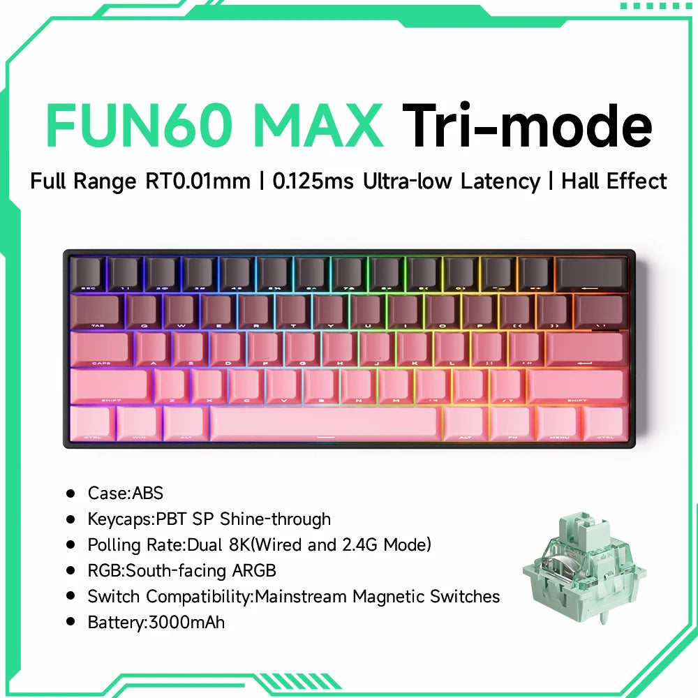 Mechanical Gaming Keyboard – Magnetic Switch, Rapid Trigger 0.01mm, 8K Polling, ARGB, HE/TMR Custom