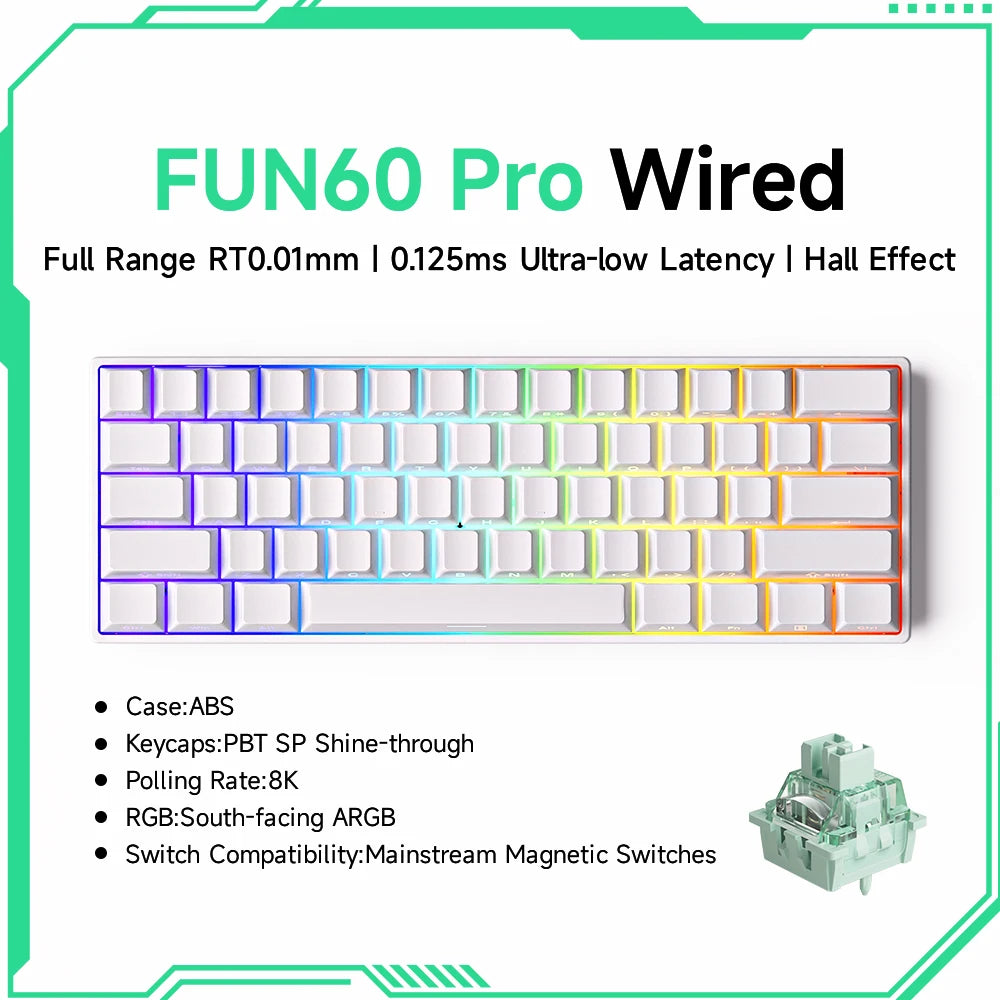 Mechanical Gaming Keyboard – Magnetic Switch, Rapid Trigger 0.01mm, 8K Polling, ARGB, HE/TMR Custom