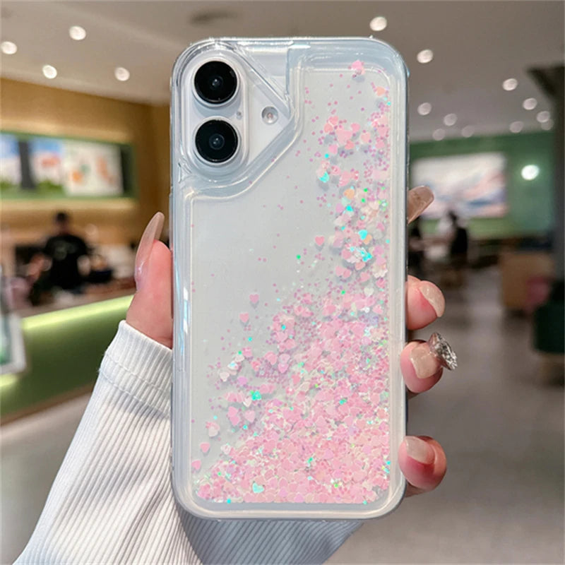 Glitter Quicksand Liquid Case – Soft Transparent Sand Cover for iPhone