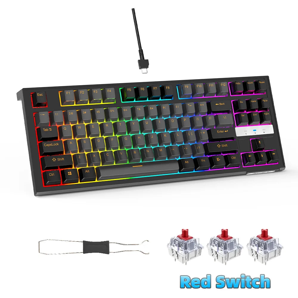 Mechanical Keyboard delivers precision and style with 20+ RGB backlit modes, hot-swappable switches, and an ergonomic design. Perfect for both gaming and office use.