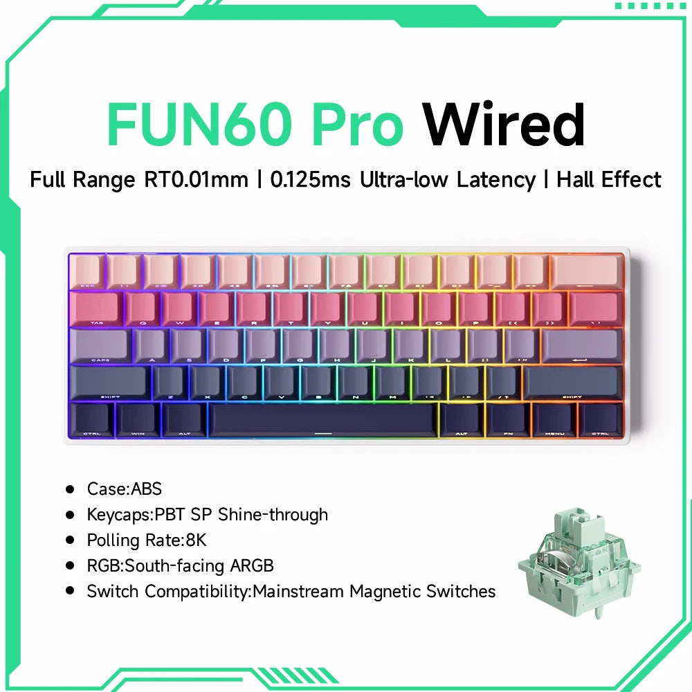 Mechanical Gaming Keyboard – Magnetic Switch, Rapid Trigger 0.01mm, 8K Polling, ARGB, HE/TMR Custom