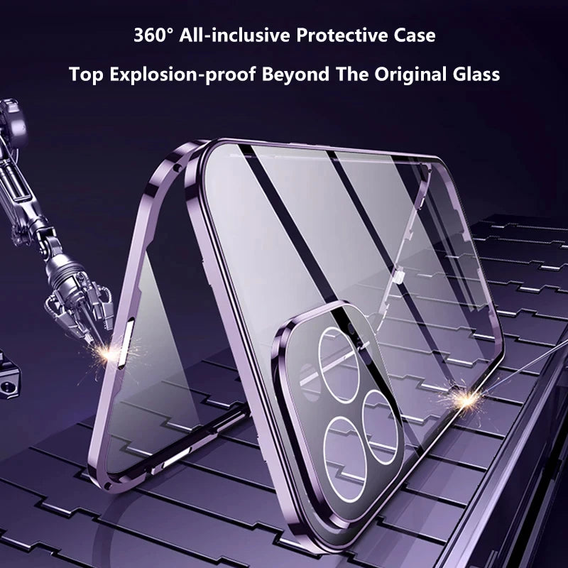 Double-Sided Magnetic Privacy Case with Camera Protection for iPhone
