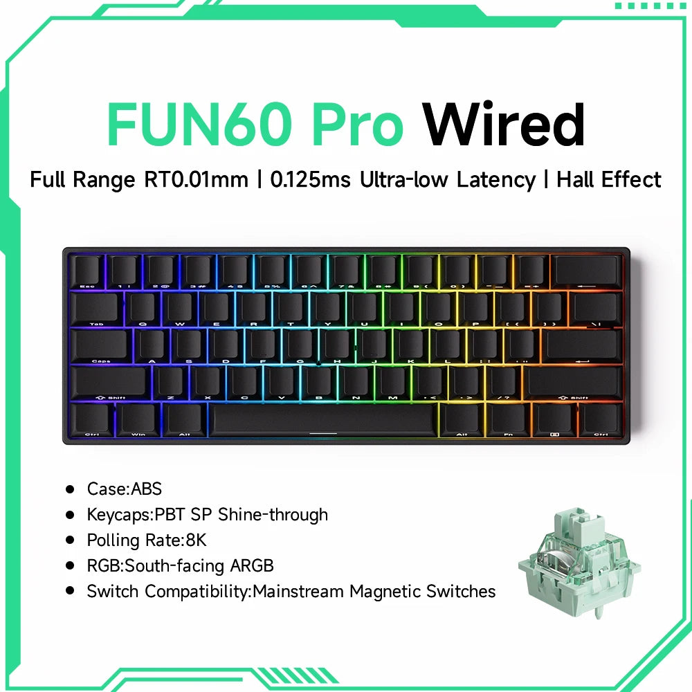 Mechanical Gaming Keyboard – Magnetic Switch, Rapid Trigger 0.01mm, 8K Polling, ARGB, HE/TMR Custom