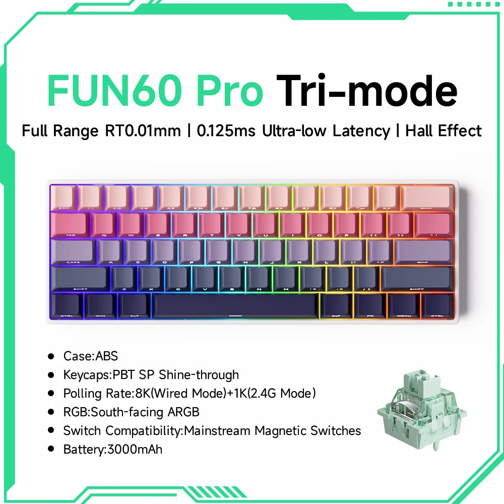 Mechanical Gaming Keyboard – Magnetic Switch, Rapid Trigger 0.01mm, 8K Polling, ARGB, HE/TMR Custom