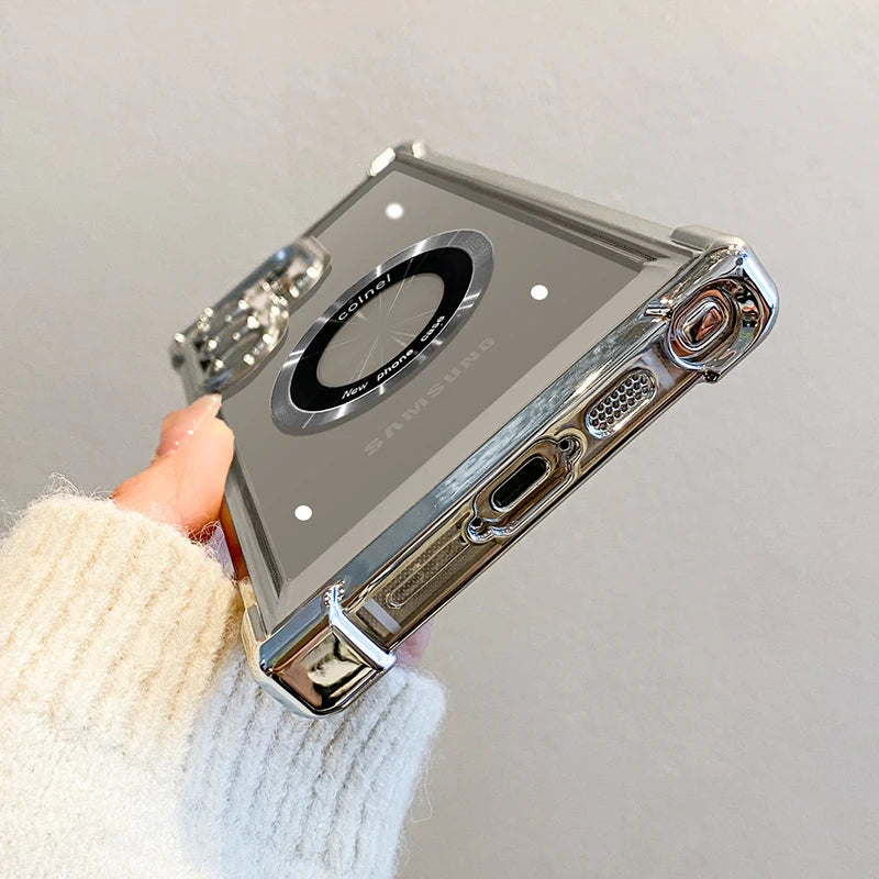 Luxury Magnetic Plating Wireless Charging Case | Clear Lens Protection for Samsung