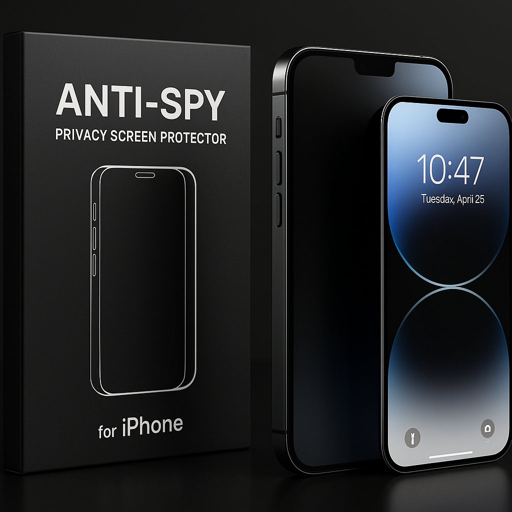 Anti-Spy Privacy Screen Protector for iPhone, with black background