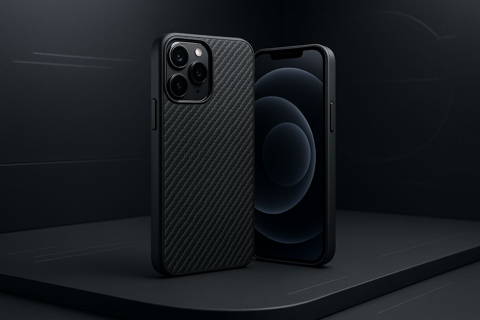 Create a high-quality hero image for a phone case ecommerce website. The store sells protective, stylish, and tech-forward phone cases. The image should convey durability, modern style, and trust.