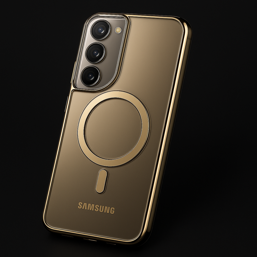 Luxury Magnetic Plating Wireless Charging Case | Clear Lens Protection for Samsung

with black background