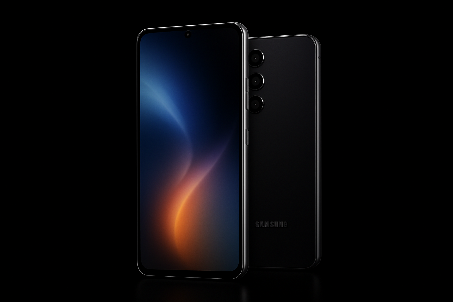 Samsung phone with black background